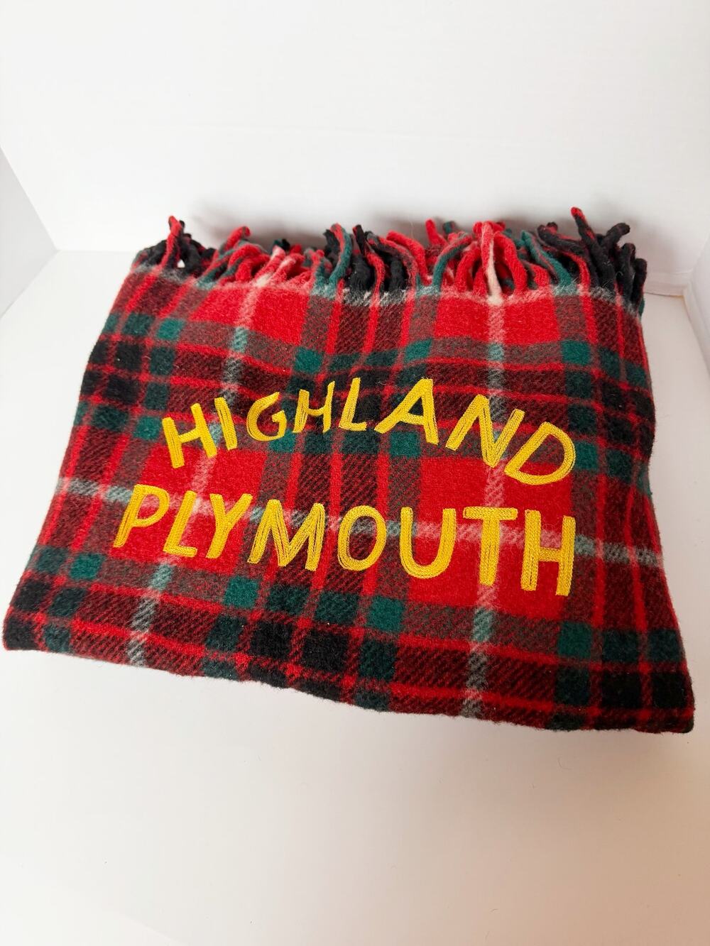 Highland Plymouth Red Plaid Tartan Car Wool
Blanket 100% Wool